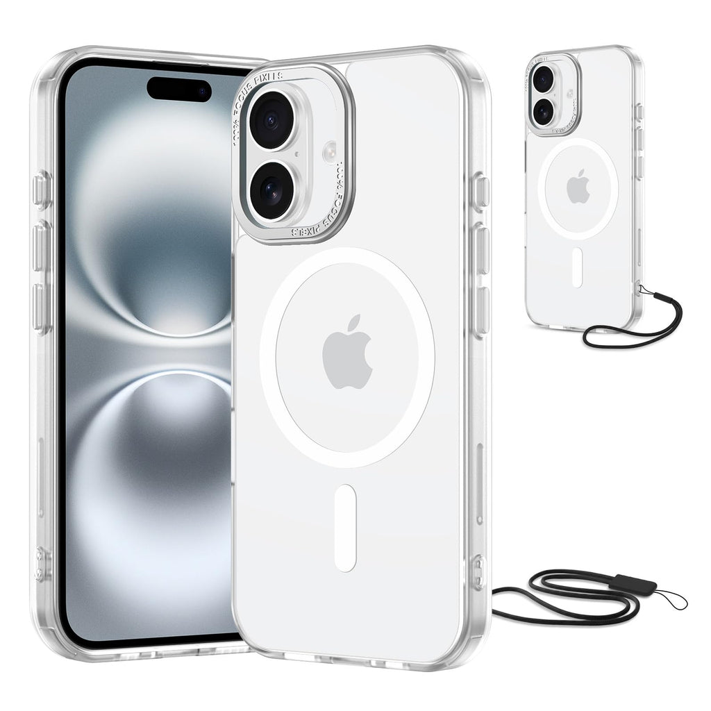 NEW'C Magnétique Coque pour iPhone 17 Pro Max (6,9 Pouces), Compatible avec MagSafe Antichoc Ultime avec Cordon – Magnétisme Puissant et Protection Militaire - Etui Fine - Transparent