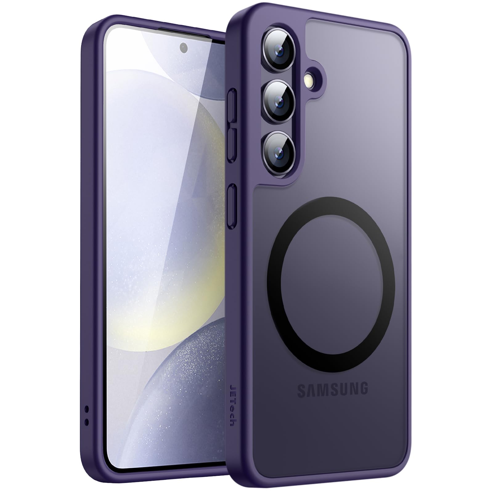 JETech Coque Magnétique pour Samsung Galaxy S24+ / S24 Plus 5G, Compatible avec MagSafe, Étui Housse Antichoc à Dos Translucide Mat (Noir)