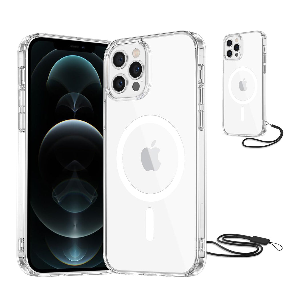 NEW'C Magnétique Coque pour iPhone 17 Pro Max (6,9 Pouces), Compatible avec MagSafe Antichoc Ultime avec Cordon – Magnétisme Puissant et Protection Militaire - Etui Fine - Transparent