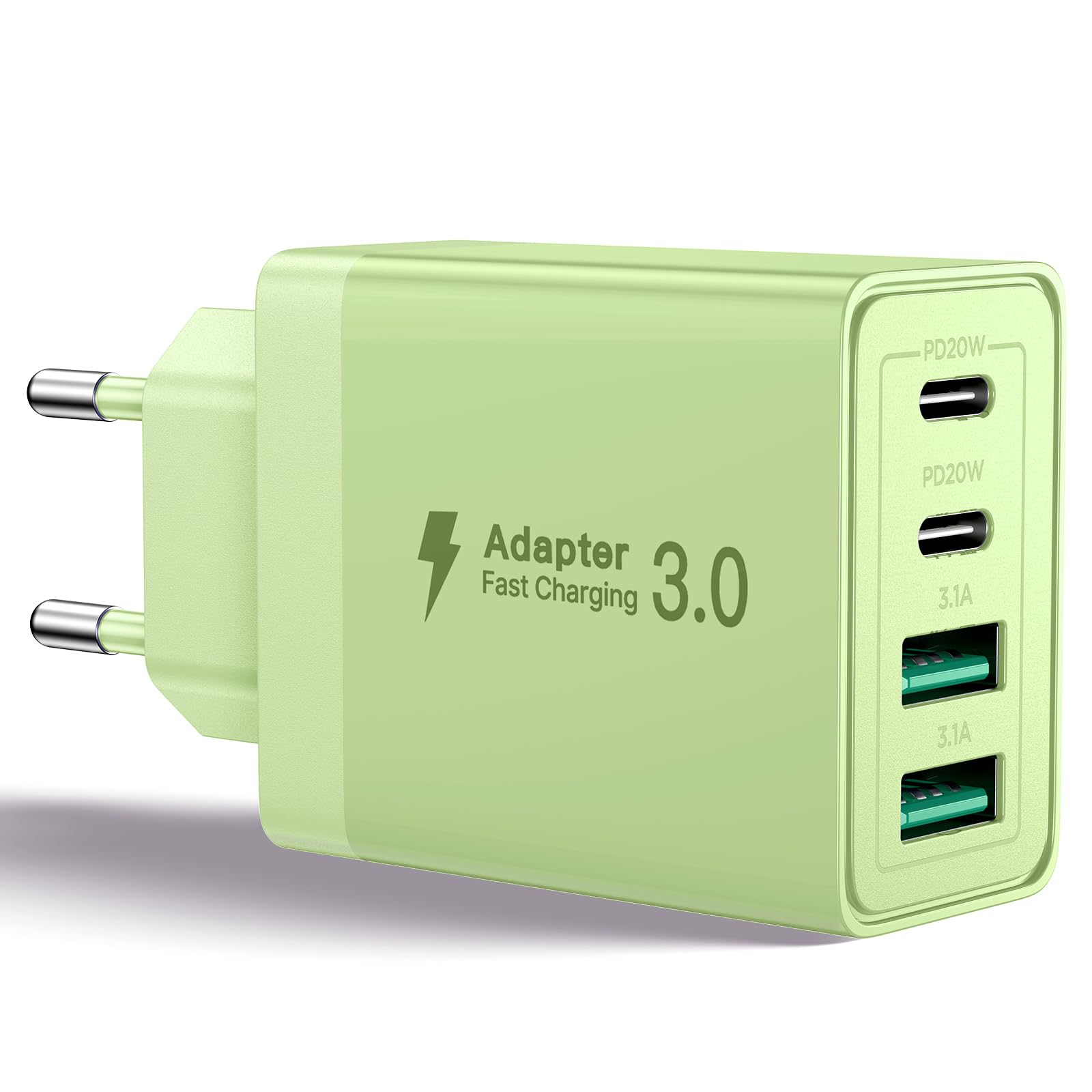 Chargeur USB C, Prise USB C Multi 40W 4 Port Chargeur Rapide iPhone 3.1A PD Type C Adaptateur Secteur USBC pour iPhone 16 15 14 13 12 11 Pro Max X XS XR 8 7 6S Plus Mini, iPad,Samsung Galaxy