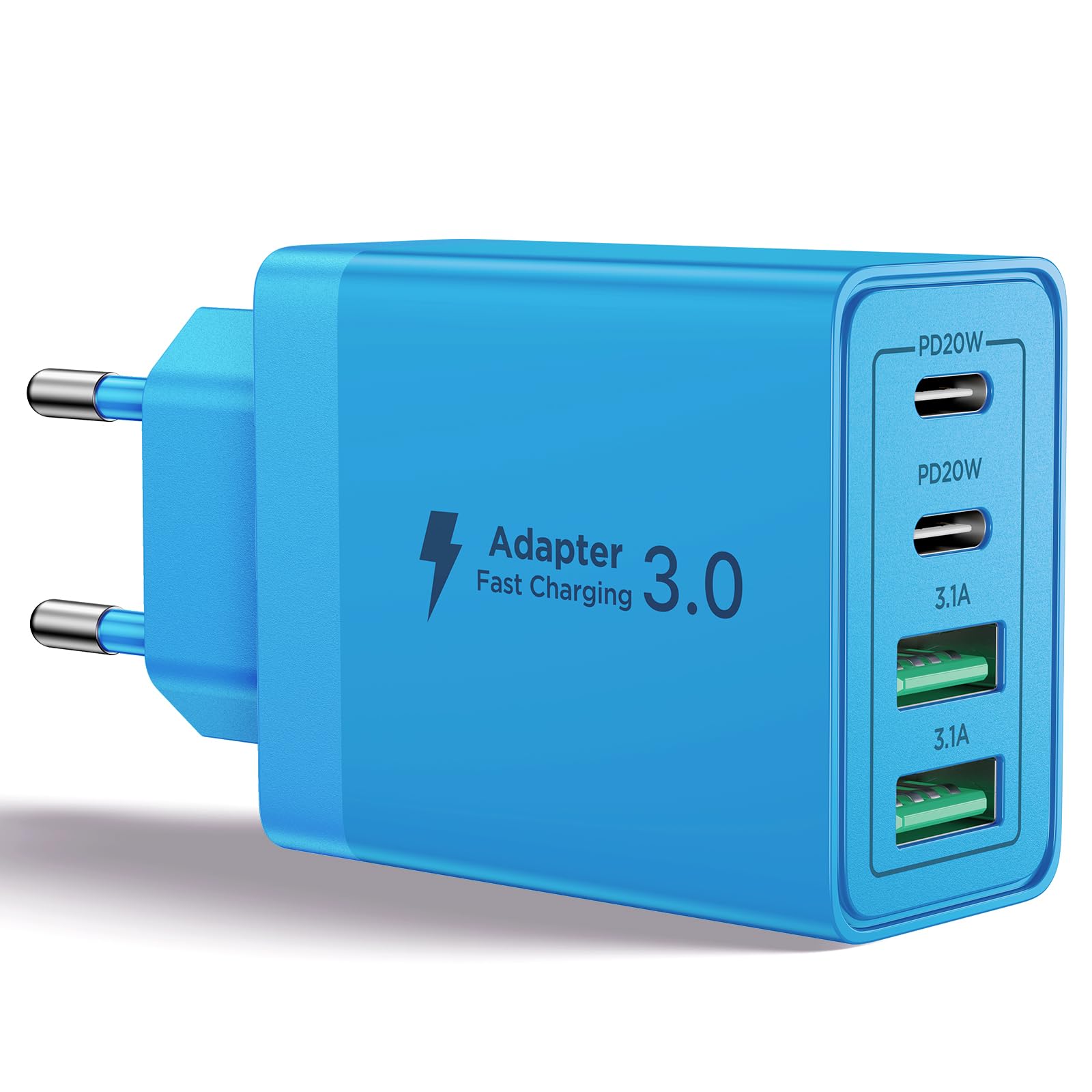 Chargeur USB C, Prise USB C Multi 40W 4 Port Chargeur Rapide iPhone 3.1A PD Type C Adaptateur Secteur USBC pour iPhone 16 15 14 13 12 11 Pro Max X XS XR 8 7 6S Plus Mini, iPad,Samsung Galaxy