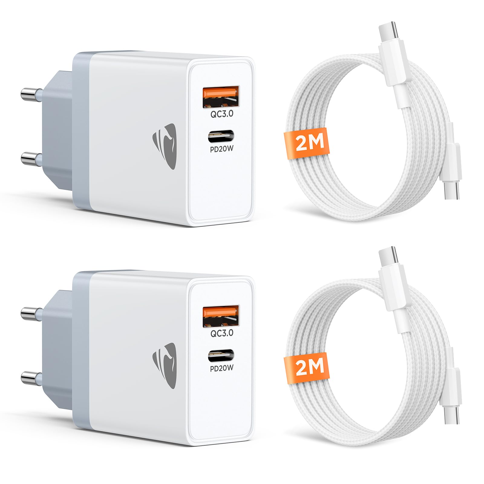 Chargeur USB C, Prise USB C Multi 40W 4 Port Chargeur Rapide iPhone 3.1A PD Type C Adaptateur Secteur USBC pour iPhone 16 15 14 13 12 11 Pro Max X XS XR 8 7 6S Plus Mini, iPad,Samsung Galaxy