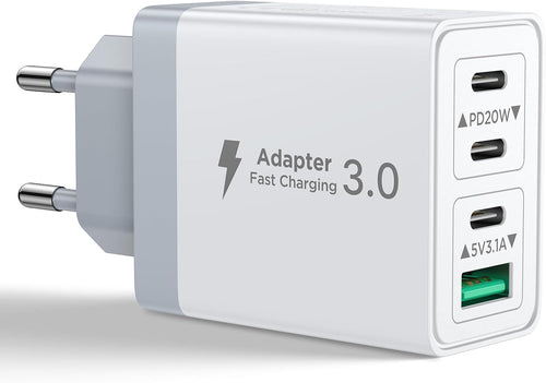 Chargeur USB C, Prise USB C Multi 40W 4 Port Chargeur Rapide iPhone 3.1A PD Type C Adaptateur Secteur USBC pour iPhone 16 15 14 13 12 11 Pro Max X XS XR 8 7 6S Plus Mini, iPad,Samsung Galaxy