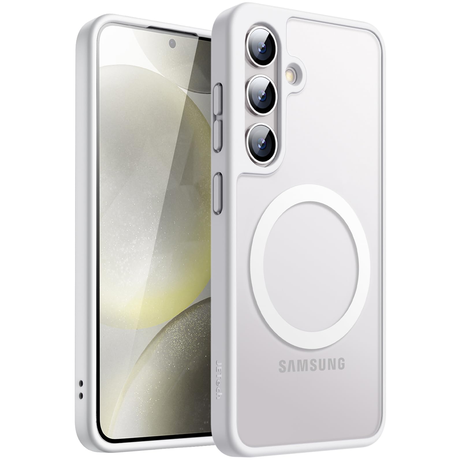 JETech Coque Magnétique pour Samsung Galaxy S24+ / S24 Plus 5G, Compatible avec MagSafe, Étui Housse Antichoc à Dos Translucide Mat (Noir)