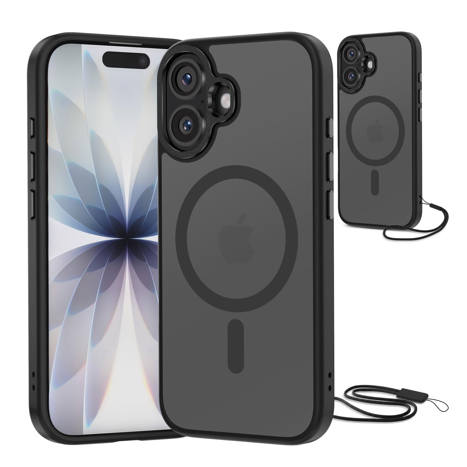 NEW'C Magnétique Coque pour iPhone 17 Pro Max (6,9 Pouces), Compatible avec MagSafe Antichoc Ultime avec Cordon – Magnétisme Puissant et Protection Militaire - Etui Fine - Transparent