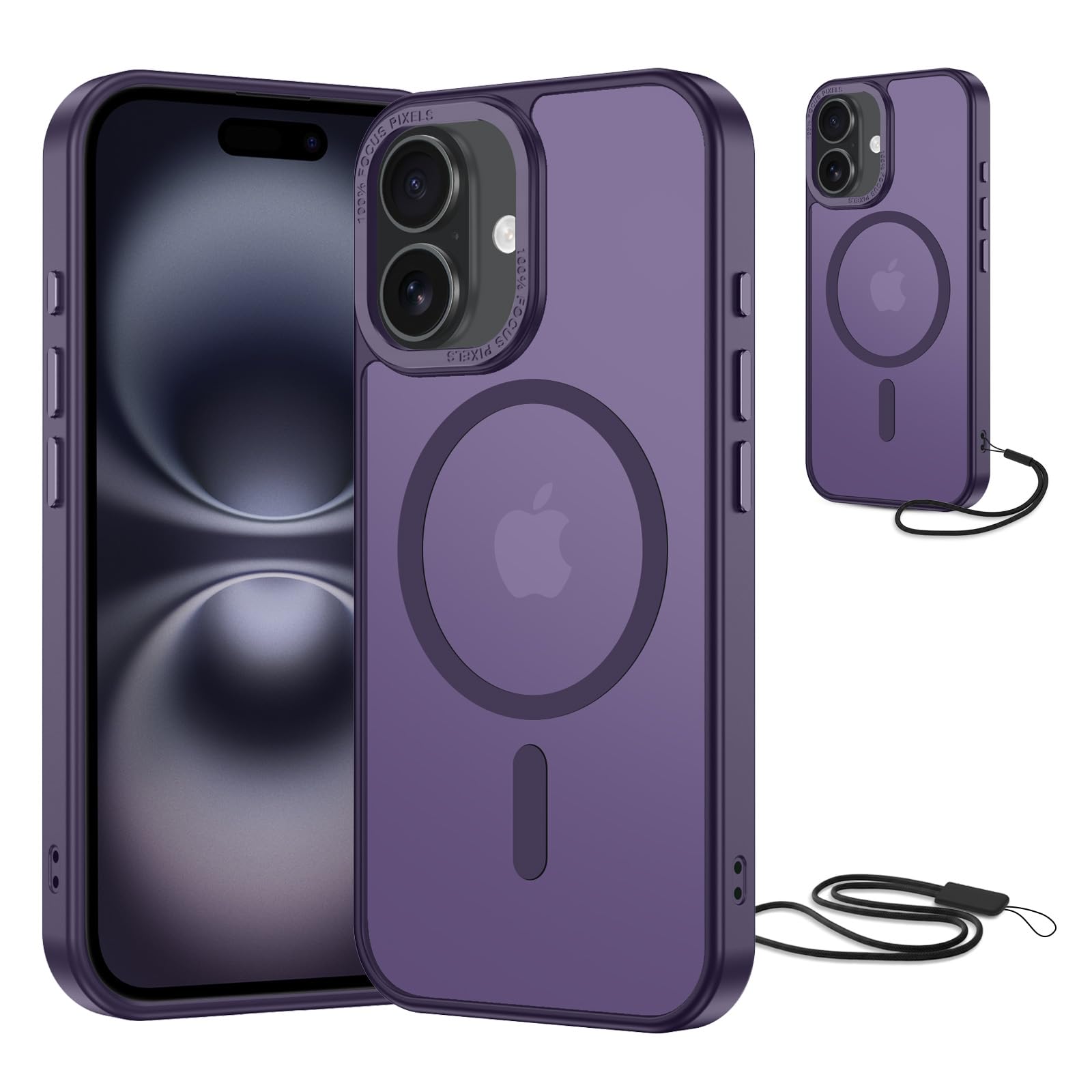 NEW'C Magnétique Coque pour iPhone 17 Pro Max (6,9 Pouces), Compatible avec MagSafe Antichoc Ultime avec Cordon – Magnétisme Puissant et Protection Militaire - Etui Fine - Transparent