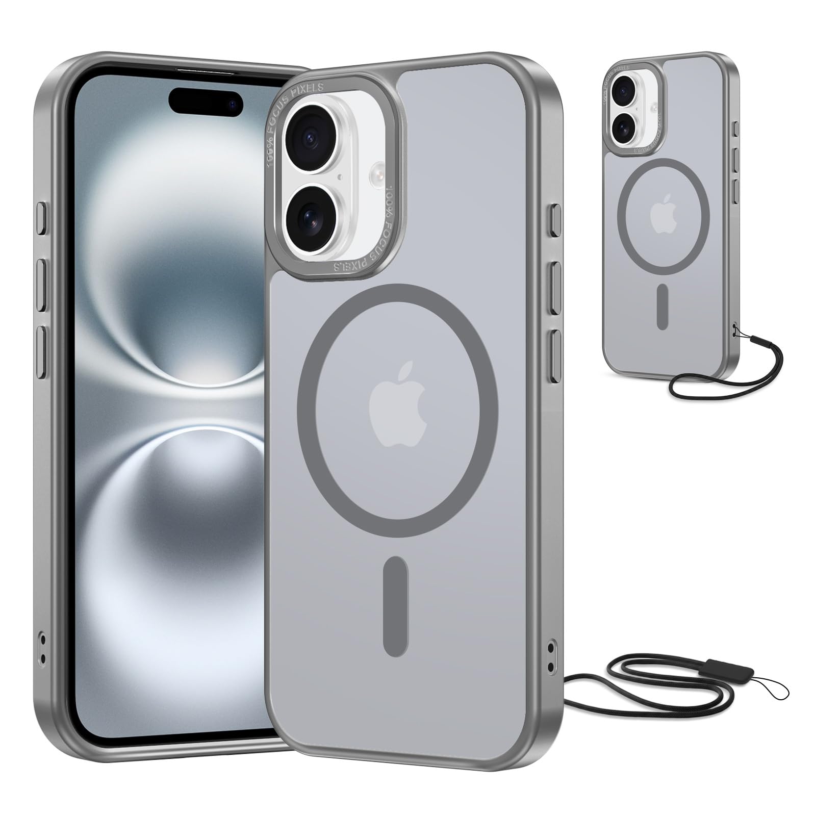 NEW'C Magnétique Coque pour iPhone 17 Pro Max (6,9 Pouces), Compatible avec MagSafe Antichoc Ultime avec Cordon – Magnétisme Puissant et Protection Militaire - Etui Fine - Transparent