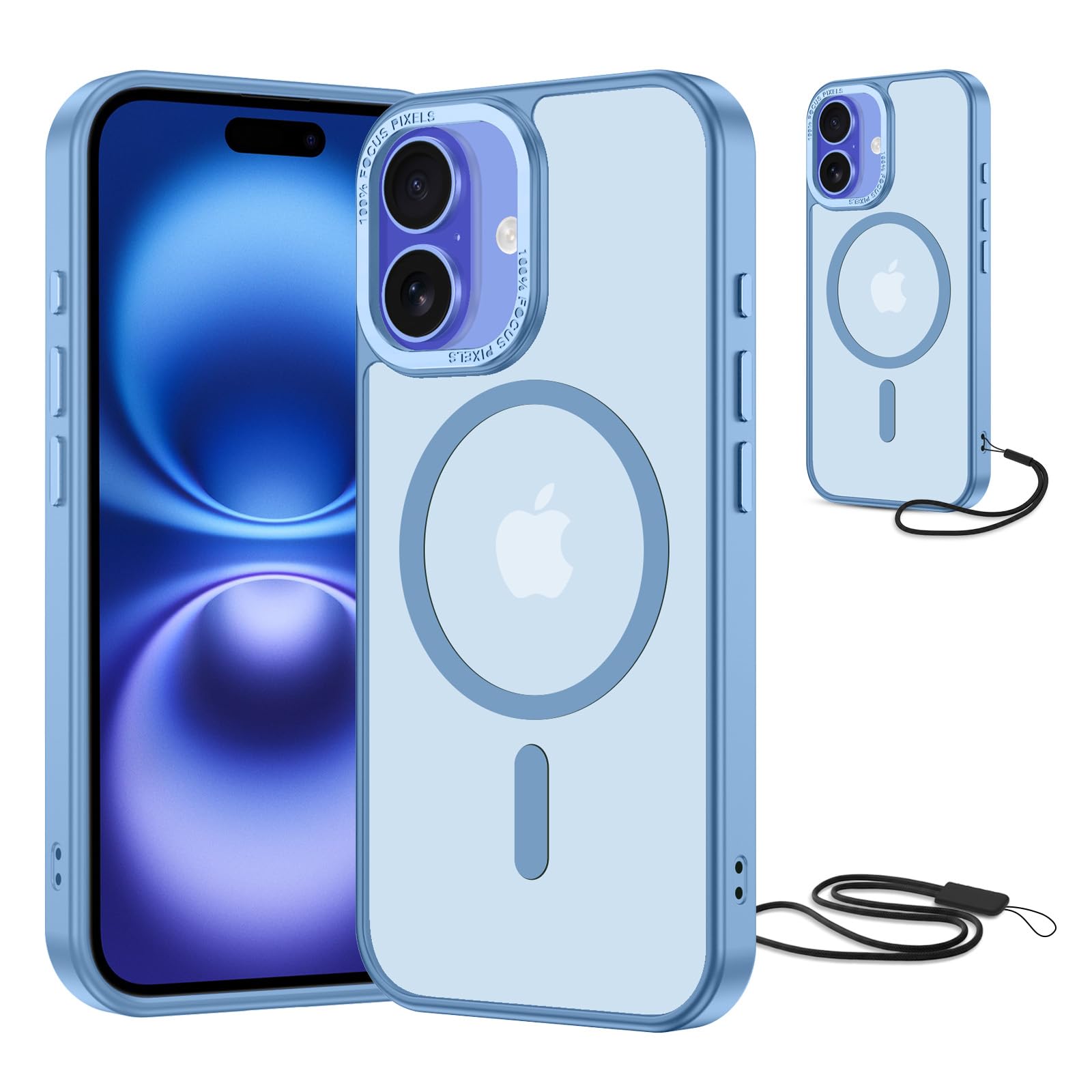 NEW'C Magnétique Coque pour iPhone 17 Pro Max (6,9 Pouces), Compatible avec MagSafe Antichoc Ultime avec Cordon – Magnétisme Puissant et Protection Militaire - Etui Fine - Transparent