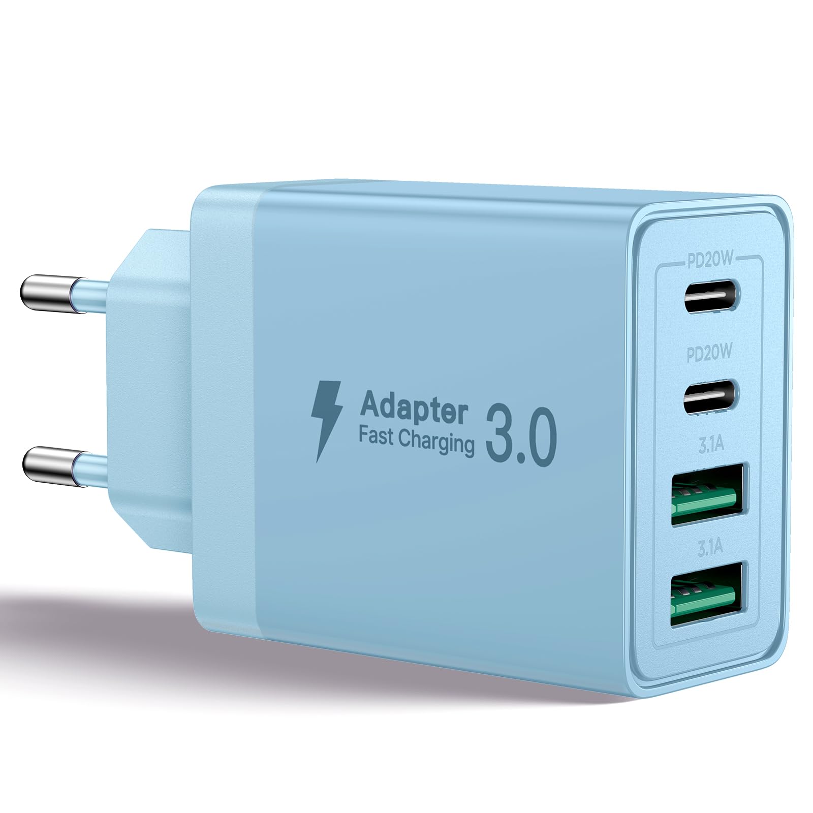 Chargeur USB C, Prise USB C Multi 40W 4 Port Chargeur Rapide iPhone 3.1A PD Type C Adaptateur Secteur USBC pour iPhone 16 15 14 13 12 11 Pro Max X XS XR 8 7 6S Plus Mini, iPad,Samsung Galaxy