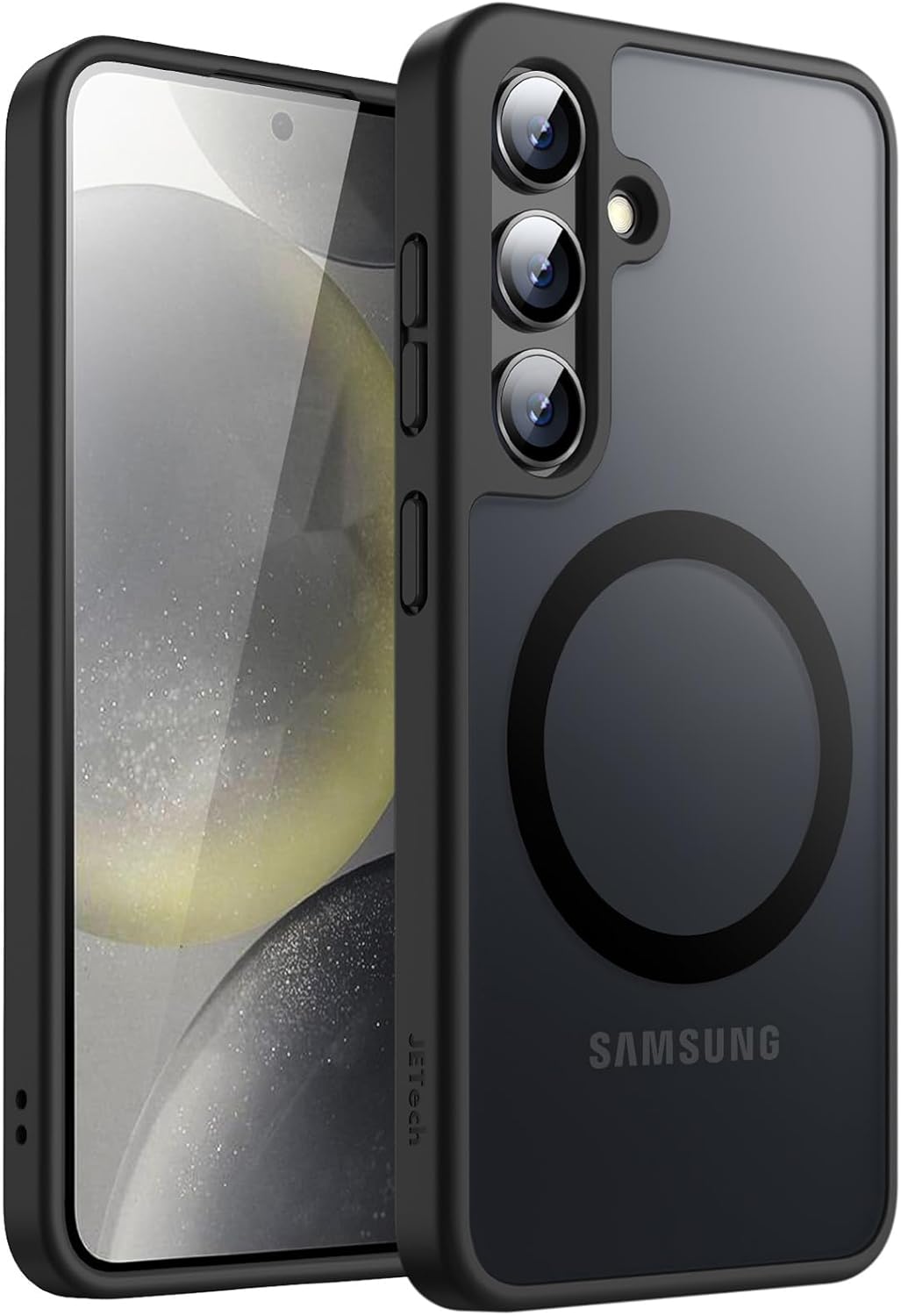 JETech Coque Magnétique pour Samsung Galaxy S24+ / S24 Plus 5G, Compatible avec MagSafe, Étui Housse Antichoc à Dos Translucide Mat (Noir)
