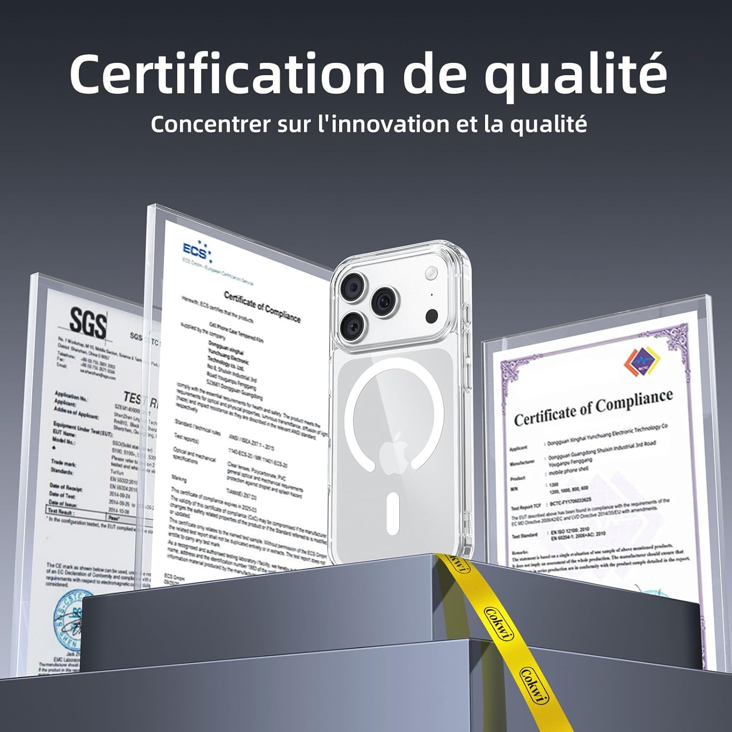 NEW'C Magnétique Coque pour iPhone 17 Pro Max (6,9 Pouces), Compatible avec MagSafe Antichoc Ultime avec Cordon – Magnétisme Puissant et Protection Militaire - Etui Fine - Transparent