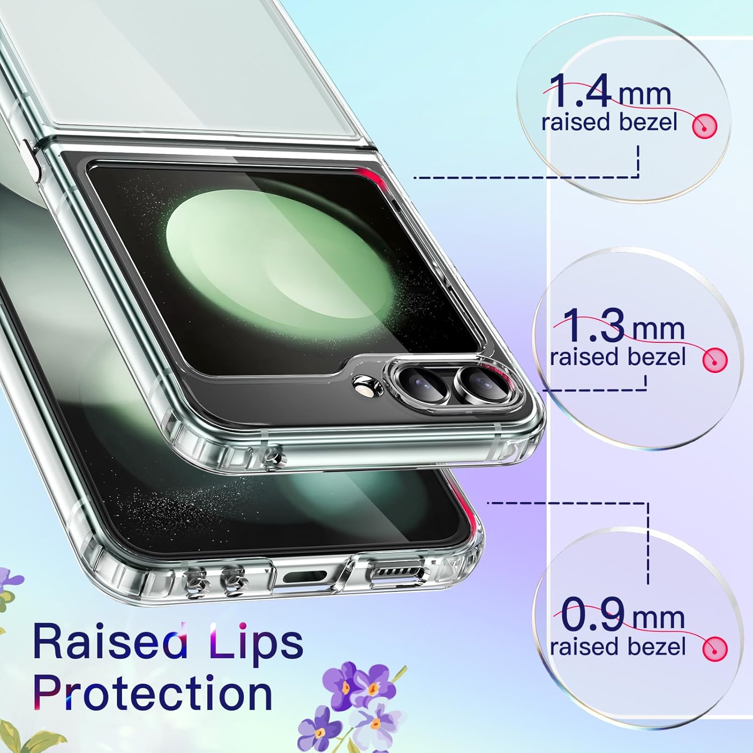JETech Coque pour Samsung Galaxy Z Flip 5 2023, Étui Housse de Protection Transparente avec Bumper Antichoc et Dos Anti-Rayures (Transparente)