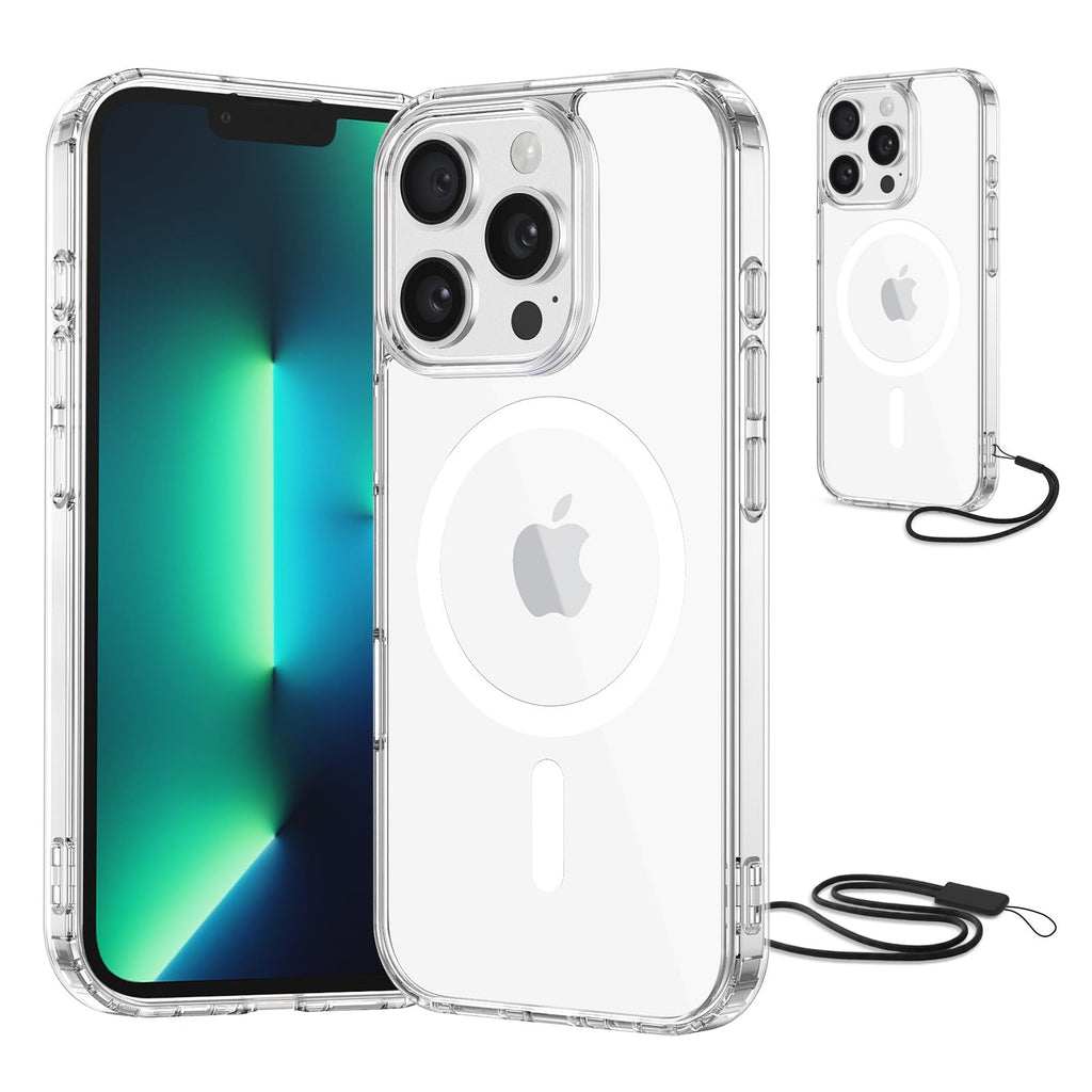 NEW'C Magnétique Coque pour iPhone 17 Pro Max (6,9 Pouces), Compatible avec MagSafe Antichoc Ultime avec Cordon – Magnétisme Puissant et Protection Militaire - Etui Fine - Transparent