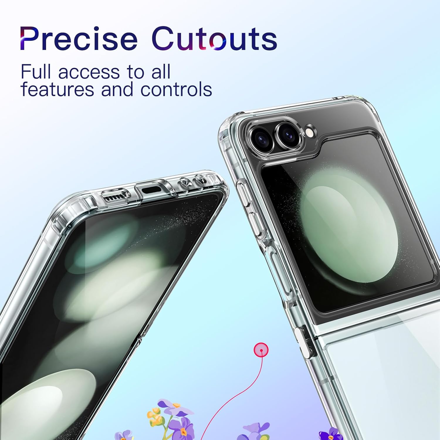 JETech Coque pour Samsung Galaxy Z Flip 5 2023, Étui Housse de Protection Transparente avec Bumper Antichoc et Dos Anti-Rayures (Transparente)