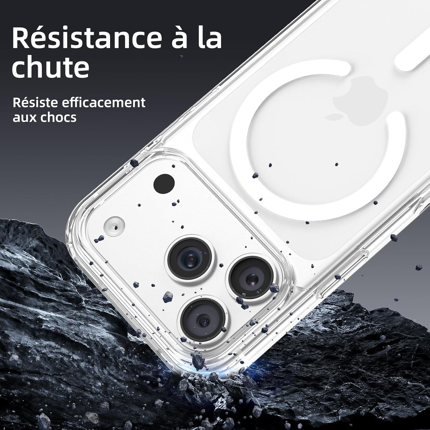 NEW'C Magnétique Coque pour iPhone 17 Pro Max (6,9 Pouces), Compatible avec MagSafe Antichoc Ultime avec Cordon – Magnétisme Puissant et Protection Militaire - Etui Fine - Transparent