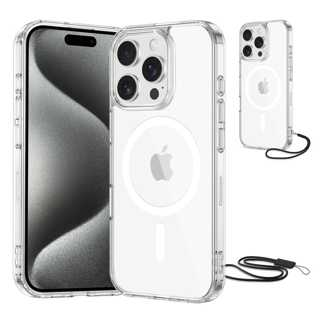 NEW'C Magnétique Coque pour iPhone 17 Pro Max (6,9 Pouces), Compatible avec MagSafe Antichoc Ultime avec Cordon – Magnétisme Puissant et Protection Militaire - Etui Fine - Transparent